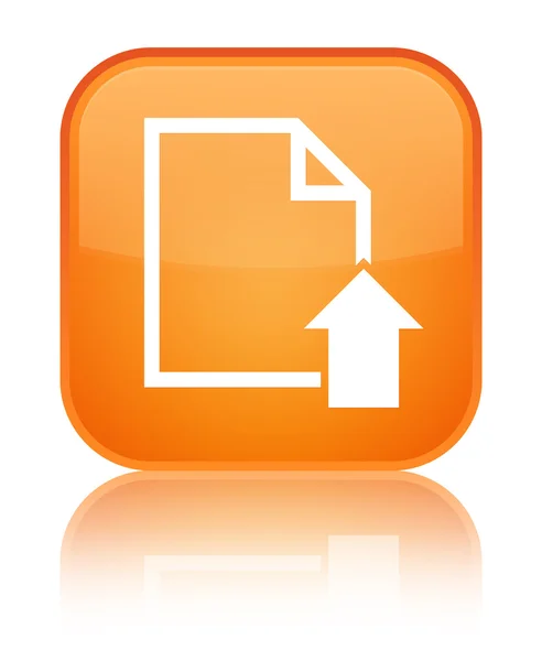 上传文档图标闪亮的橙色方形按钮 — 图库照片
