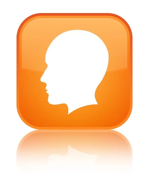 Cabeza (cara de hombre) icono brillante naranja botón cuadrado —  Fotos de Stock