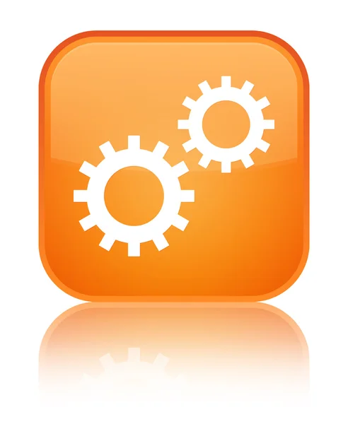 Process icon shiny orange square button — Stock Photo, Image