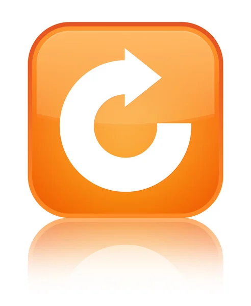 Odpowiedź strzałek ikony błyszczący pomarańczowy kwadrat przycisk — Zdjęcie stockowe