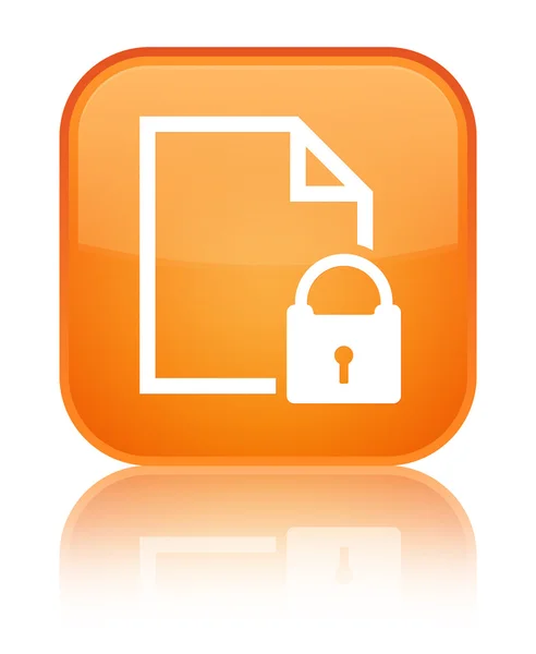 Secure document icon shiny orange square button — Stock Photo, Image