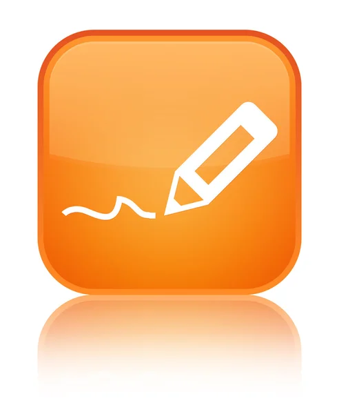 Zarejestruj się ikony błyszczący pomarańczowy przycisk kwadratowy — Zdjęcie stockowe