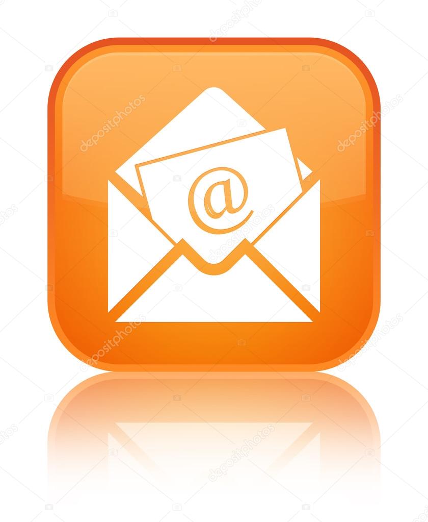 Newsletter email icon shiny orange square button