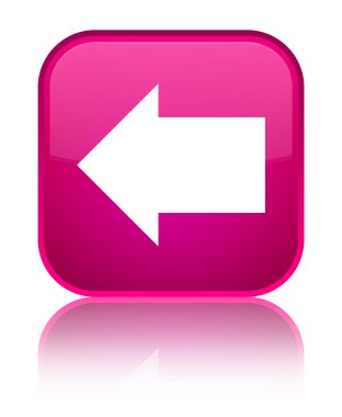 Geri ok simgesi parlak pembe kare düğmesi