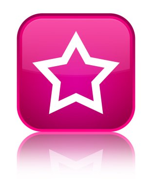 Yıldız simgesi parlak pembe kare düğme