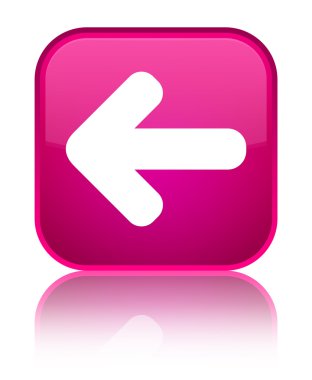 Geri ok simgesi parlak pembe kare düğmesi
