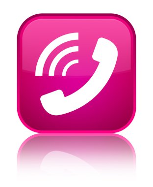 Telefon zil simgesini parlak pembe kare düğme