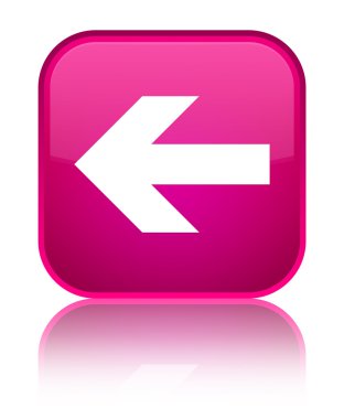 Geri ok simgesi parlak pembe kare düğmesi