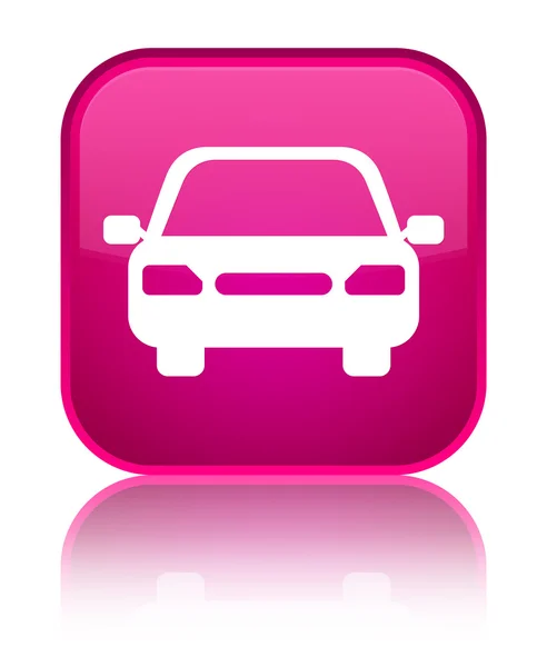 Car icon shiny pink square button — Stock Photo, Image