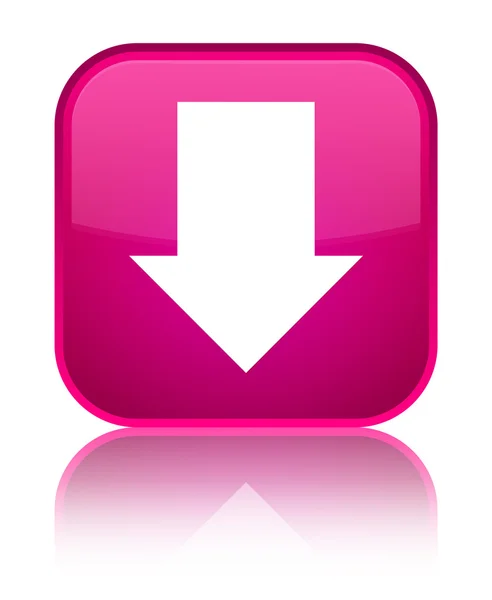 Значок со стрелкой блестит розовой квадратной кнопкой — стоковое фото