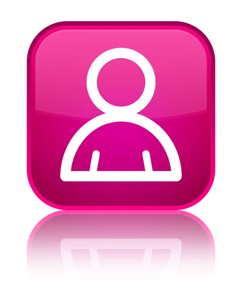 Значок участника блестит розовой квадратной кнопкой — стоковое фото