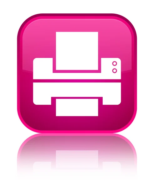 Druckersymbol glänzend rosa quadratischer Knopf — Stockfoto