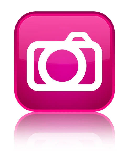 Camera icon shiny pink square button — Stock Photo, Image