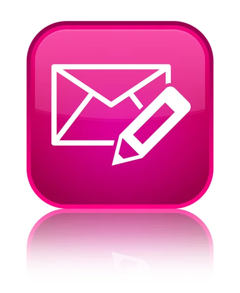 Elektronikus levél ikon fényes rózsaszín négyzet gomb szerkesztése — Stock Fotó