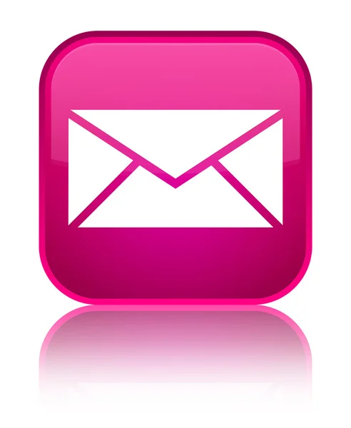 이메일 아이콘 반짝 분홍색 사각형 버튼 — 스톡 사진