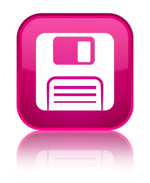 Піктограма дискети блискуча рожева квадратна кнопка — стокове фото