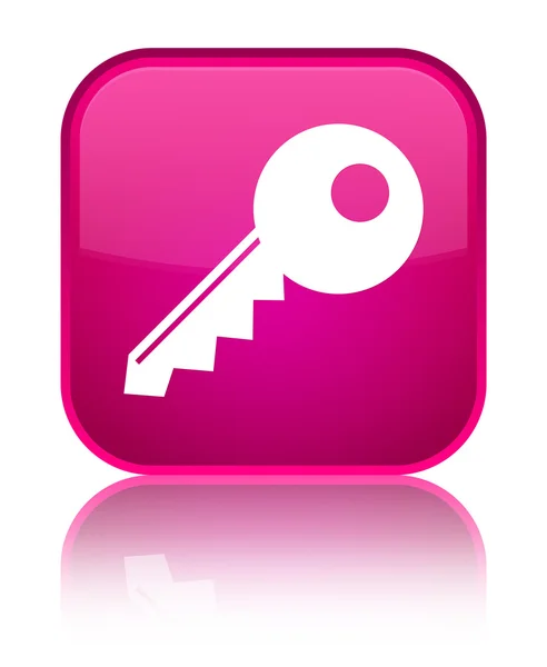 鍵のアイコン光沢のあるピンクの正方形ボタン — ストック写真