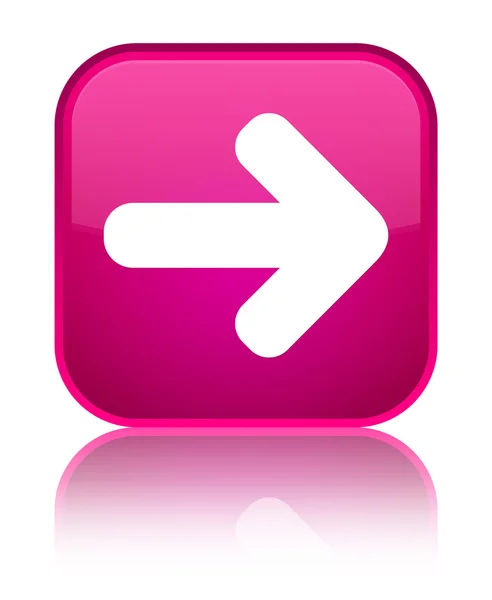 Siguiente icono de flecha brillante botón cuadrado rosa — Foto de Stock
