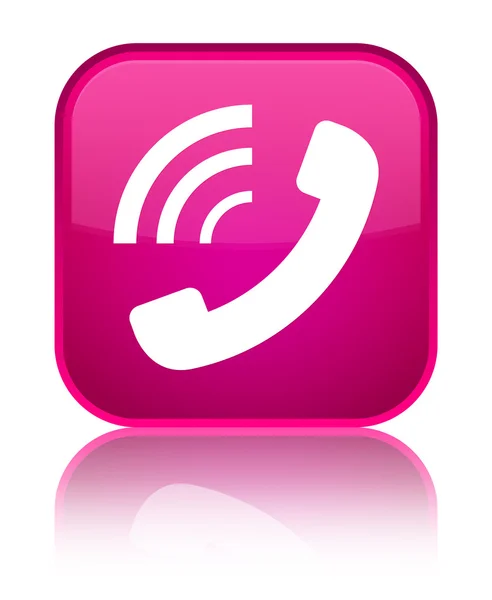 Телефон звонит значок блестящий розовый квадрат кнопки — стоковое фото