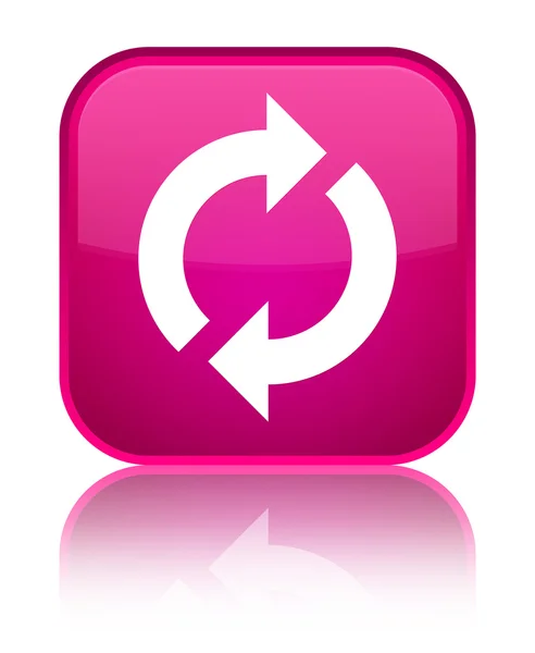 Frissítés ikon fényes rózsaszín négyzet gomb — Stock Fotó