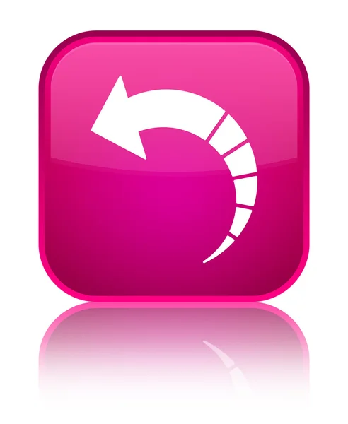 戻る矢印アイコン光沢のあるピンクの正方形ボタン — ストック写真