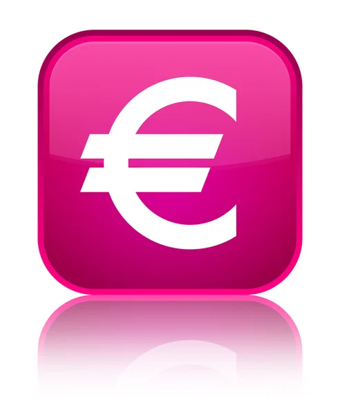 Euro teken glanzend roze vierkante knoop van het pictogram — Stockfoto