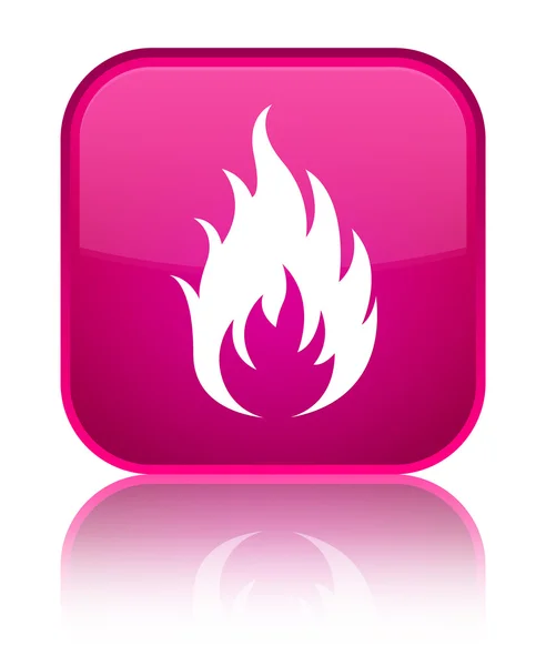 Fire icon shiny pink square button — Stock Photo, Image