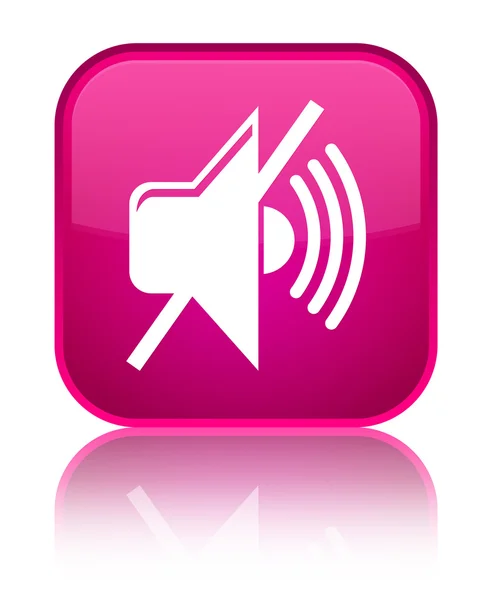 音量をミュート アイコン光沢のあるピンクの正方形ボタン — ストック写真