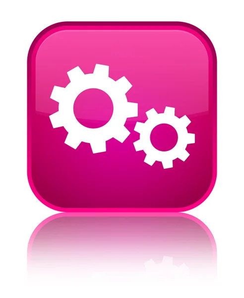 Διαδικασία λαμπερό ροζ τετράγωνο κουμπί εικονίδιο — Φωτογραφία Αρχείου