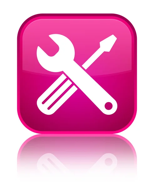 Verktyg ikonen glänsande rosa fyrkantig knapp — Stockfoto