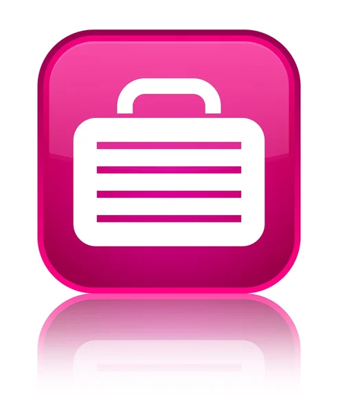 Väska-ikonen glänsande rosa fyrkantig knapp — Stockfoto