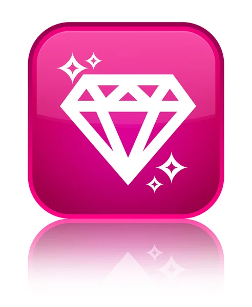 Diamante icona rosa lucido pulsante quadrato — Foto Stock