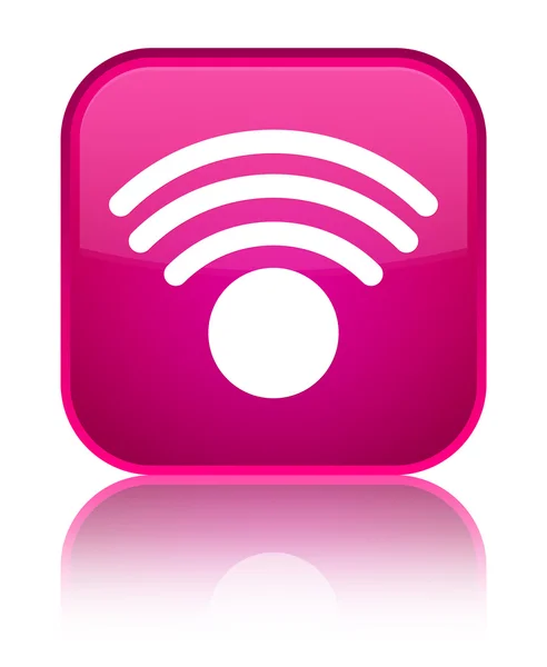 WiFi pictogram glanzend roze vierkante knop — Stockfoto