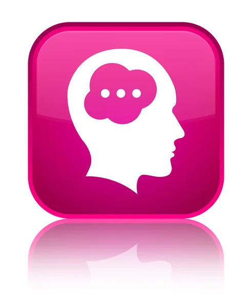 Hjärnan huvud ikonen glänsande rosa fyrkantig knapp — Stockfoto