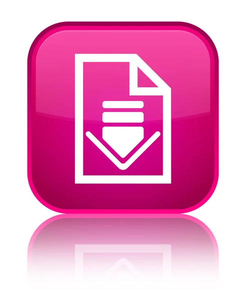 Letöltés dokumentum ikon fényes rózsaszín négyzet gomb — Stock Fotó