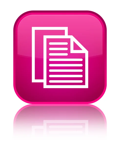 Icono de páginas de documento brillante botón cuadrado rosa —  Fotos de Stock