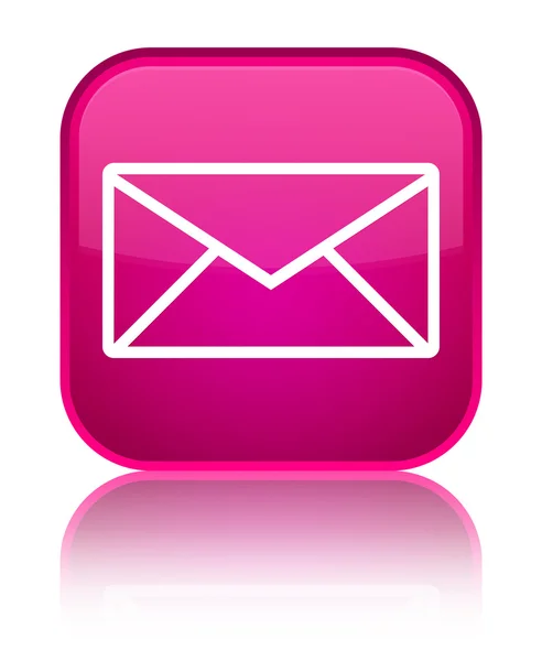Icono de correo electrónico brillante botón cuadrado rosa — Foto de Stock