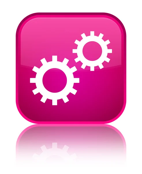Proces ikony błyszczący różowy kwadrat przycisk — Zdjęcie stockowe