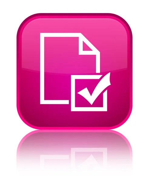 Ícone de pesquisa brilhante botão quadrado rosa — Fotografia de Stock