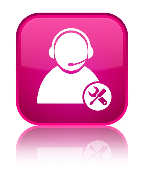 Tech support icon shiny pink square button — Stock Photo, Image