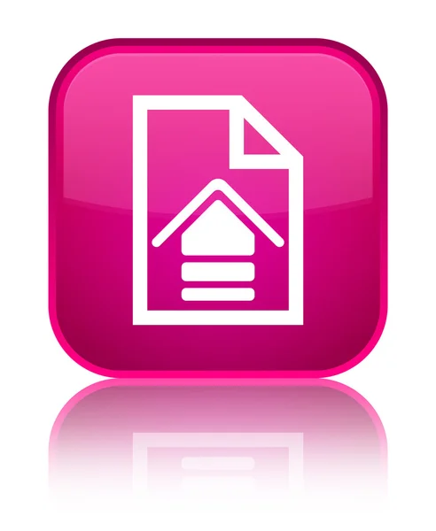 Carregar documento ícone brilhante botão quadrado rosa — Fotografia de Stock