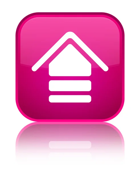 Hochladen Symbol glänzende rosa quadratische Taste — Stockfoto