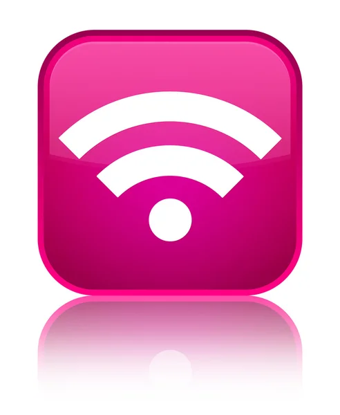 WiFi ikon fényes rózsaszín négyzet gomb — Stock Fotó