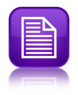 Belge sayfa simgesi parlak mor kare düğme