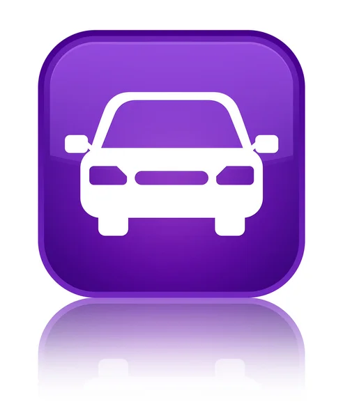 Піктограма автомобіля блискуча фіолетова квадратна кнопка — стокове фото