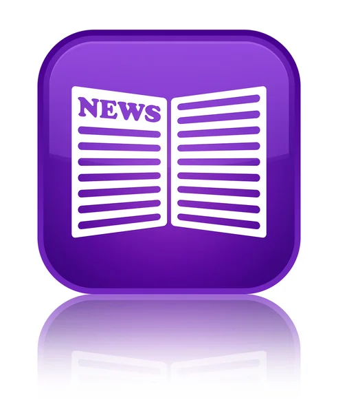 Newspaper icon shiny purple square button — Stock Photo, Image