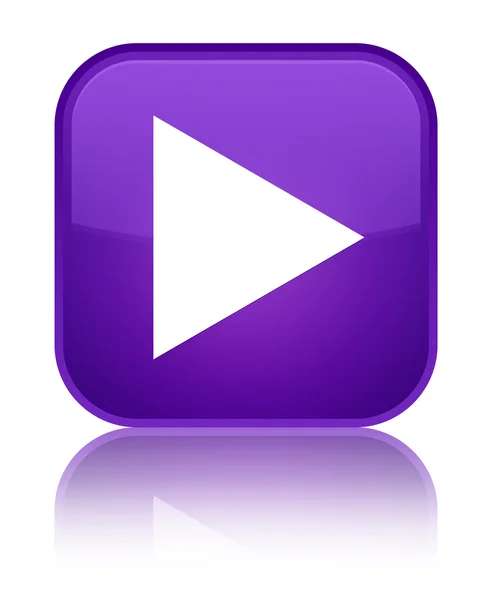 Jugar icono brillante botón cuadrado púrpura —  Fotos de Stock