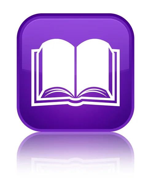 Book icon shiny purple square button — Stock Photo, Image