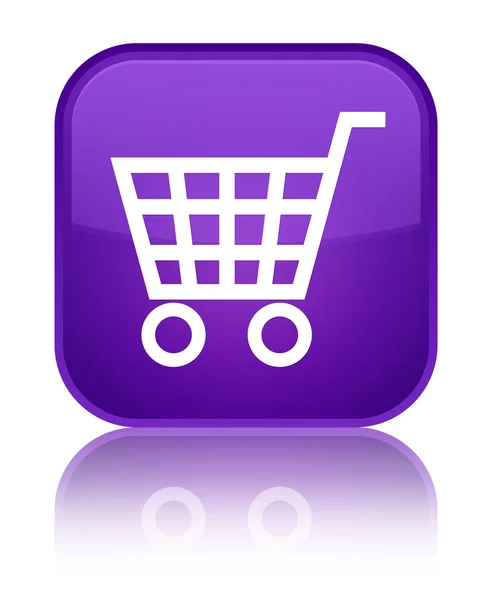 Icona e-commerce pulsante quadrato viola lucido — Foto Stock