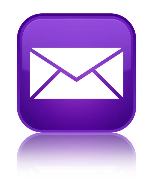 Icono de correo electrónico brillante botón cuadrado púrpura — Foto de Stock